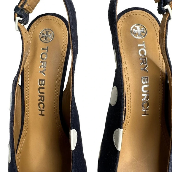 TORY BURCH Spencer Slingback In Polka Dot Fabric Sz: 7.5 - Picture 4 of 10